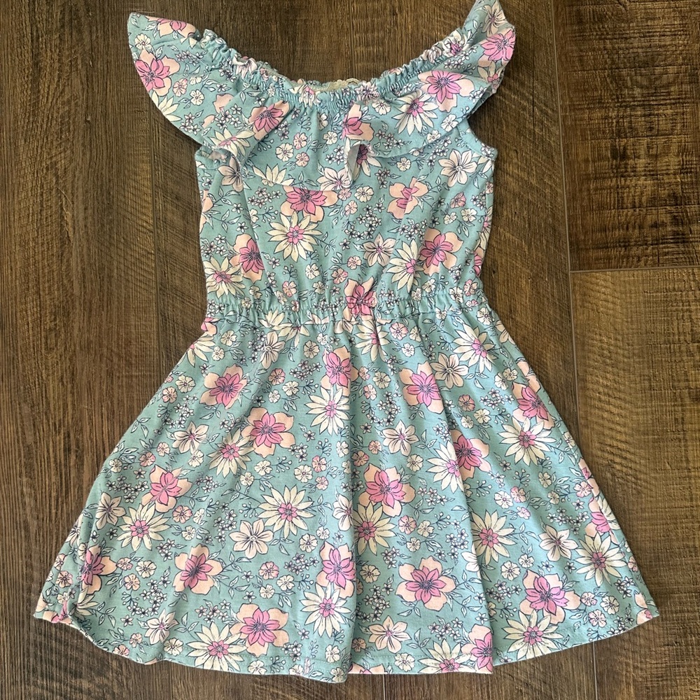 Girls dress blue with pink and white flowers